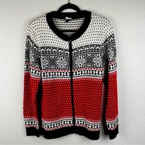 Icewear Iceland sweater Womens medium fair isle‎ full zip Nordic wool blend